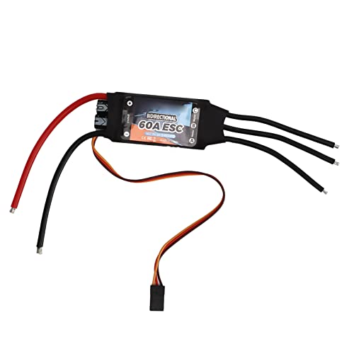 equlup RC ESC, 60A bürstenloser elektrischer Geschwindigkeitsregler, bidirektionaler bürstenloser ESC, Leichter bürstenloser Motor für RC-Car-Boote von equlup