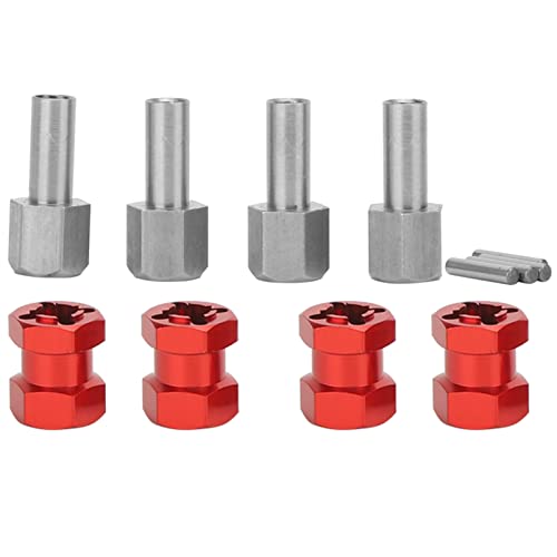 equlup RC Hex Hub Adapter, RC Extension Wheel Hex Hub Driver Adapter Upgrade Ersatzzubehör Passend für D90 AX10 CC01 SCX10 F350 (Red) von equlup