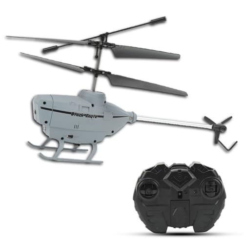 equlup RC -Hubschrauber, 2,5Ch RC Automatische Hindernisvermeidung Fernbedienung Flugzeugspielzeug Realistische Simulation Erfahrung Spielzeug mit Gyroskop für Kinder Erwachsene (Grau) von equlup