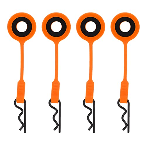 equlup RC-Karosserie-Clips-Stifte, 4 Stück, RC-Karosserie-Clips, Stifte, RC-Auto-Shell-Körper-Feste Clips, Halterung, Silikon-Metall, universell für 1/10 Modellauto (Orange) von equlup