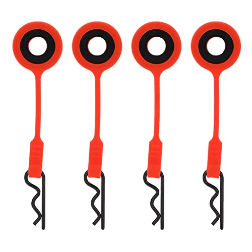 equlup RC-Karosserie-Clips-Stifte, 4 Stück, RC-Karosserie-Clips, Stifte, RC-Auto-Shell-Körper-Feste Clips, Halterung, Silikon-Metall, universell für 1/10 Modellauto (Rot) von equlup