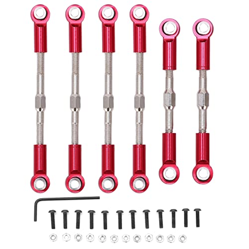 equlup RC Link Set, RC Metall Zugstange Link Rod Set Aluminiumlegierung Einstellbare Servo Links Spurstange für 144001 124018 124019 1/14 RC Car (Red) von equlup