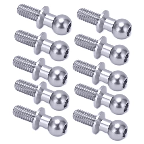 equlup RC-Metall-Kugelkopfschraube, 10 Stück Verbindungsstangen-Stoßdämpfer-Endbefestigung, Kugelbolzen, Ersatzzubehör für TT01 TT02 RC-Car (Titan) von equlup