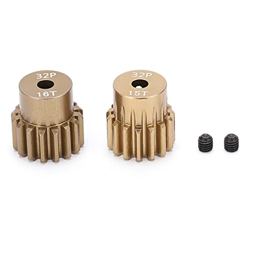 equlup RC Motor Getriebe, 3,175 mm AntiRust P Ritzel Zubehör Motor Getriebe Set Schraubendreher RC Zubehör für 1/10 RC Modellauto (15-16T) von equlup