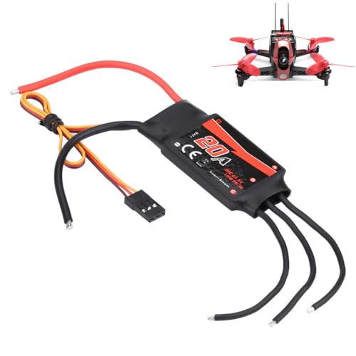 equlup RC Quadcopter ESC, RC Bürstenloser Motor 12A 20A 30A ESC 2 3S Batterie Bürstenloser ESC Propeller Elektronischer Geschwindigkeitsregler 210 mm (20A) von equlup