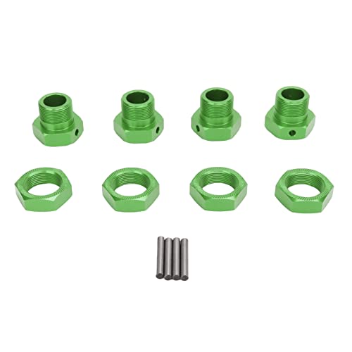 equlup RC-Rad-Sechskantnaben-Adapter, 4 Stück 24 mm RC-Rad-Sechskant-Nabenadapter, Starke Aluminiumlegierung, RC-Rad-Sechskant-Nabenadapter mit Abdeckstiften für 1/5 RC-Auto (Grün) von equlup