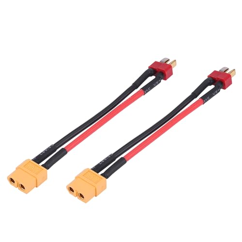 equlup RC-Stecker, 2-teiliges Set, 4 Typen, XT60 auf T-Stecker, Adapter, Verbindungskabel, RC-Zubehör, 14 AWG-Splitter, Servo-Verlängerung für RC-Batteriekabel von equlup