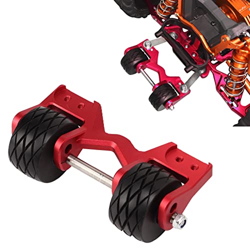 equlup RC Wheelie Bar Räders, verstellbare Aluminiumlegierung RC Car Heads Up Wheel Vorderes Stand Up Wheel für TraxxasMAXX 1/10 RC Car Upgrades Zubehör (Rot) von equlup