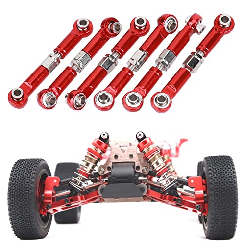 equlup RC Zugstange, 6 Stück 45 mm/1,8 Zoll ferngesteuertes Auto Metall Zugstange vorne hinten Lenkgestänge Zubehör für Wltoys 1/18 A959 RC Auto (Red) von equlup