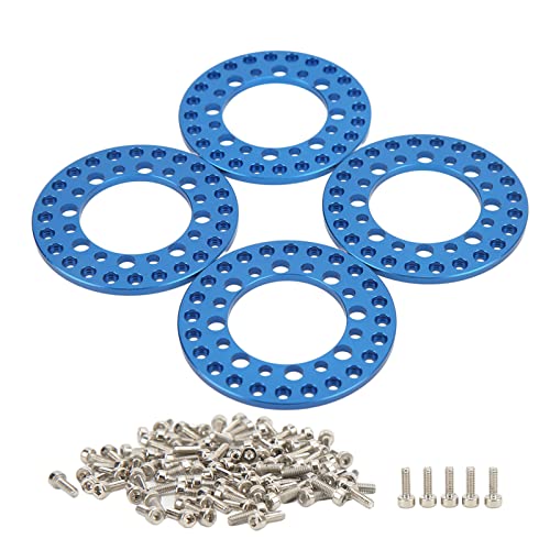 equlup Radaußenbeadlock, 4 Stück 1,9 Zoll CNC-Bearbeitung Aluminiumlegierung RC-Rad Radaußenringe Felgen erhöhen die Stabilität für 1/10 RC (Blau) von equlup