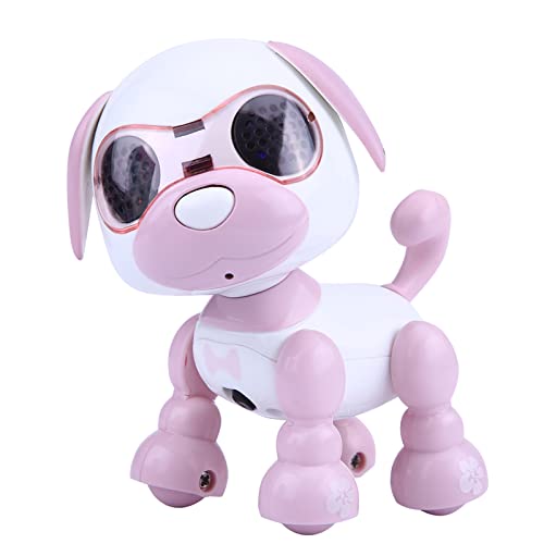 equlup Roboterhund, interaktiver intelligenter Hunderoboter aus Kunststoff, Gehgeräusch, Welpe, LED-Aufnahme, pädagogischer Roboter, Haustier für Jungen und Mädchen, Spielzeug (Rosa) von equlup