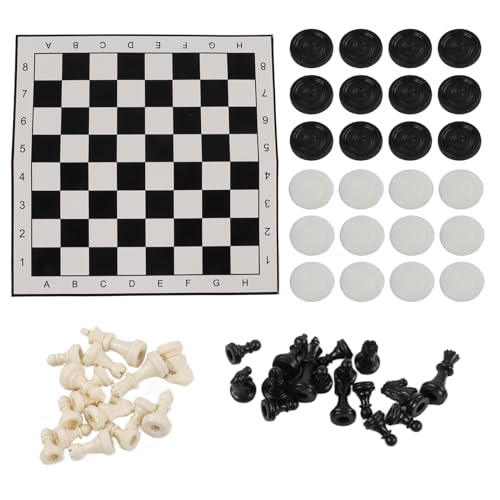 equlup Schach- und Checkers -Set, 2 in 1 Reisebrettspiel Set 32 ​​Schach 24 Checkers 13 Papierschachbrett Combo Set für Kinder Erwachsene von equlup