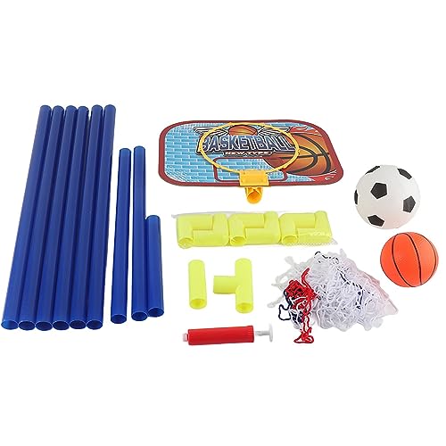 equlup Spielzeug-Basketball-Set, Kunststoff-Basketball-Rückwand, Mini-Basketball-Fußballsystem, Abnehmbarer Basketballkorb, Spielzeug-Set für Jungen und Mädchen von equlup