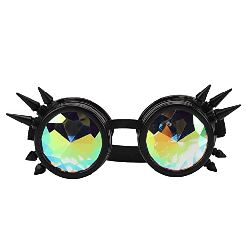 equlup Steampunk -Brille, Retro PC ABS Kaleidoscope Rave -Brille mit elastischen Band Halloween Kostüm für Punk Cyber ​​Gothic Cosplay Party (Schwarz) von equlup