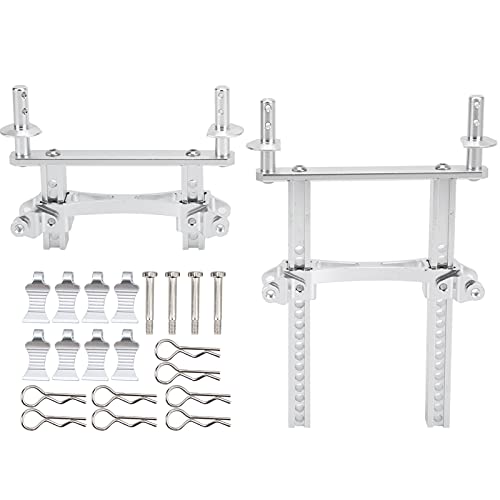 equlup Vordere und hintere Karosserie-Montagepfosten, RC-Auto-Vorder- und Hinterschalensäulen-Karosseriepfostenverlängerungs-Hardware für SCX10 90046 TRX4 1/10 RC-Auto (Silber) von equlup