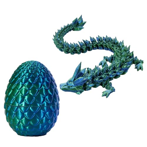 ereqeip 3D-gedrucktes Drachen-Mystery-Kristall-Ei mit beweglichem Drachen-Zappelspielzeug, Abnehmbarer Eierschale und flexiblen Gelenken. 3D-gedrucktes Spielzeug, Geschenke für Kinder, Geburtstag von ereqeip