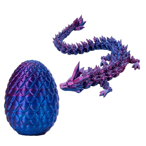 ereqeip 3D-gedrucktes Drachen-Mystery-Kristall-Ei mit beweglichem Drachen-Zappelspielzeug, Abnehmbarer Eierschale und flexiblen Gelenken. 3D-gedrucktes Spielzeug, Geschenke für Kinder, Geburtstag von ereqeip