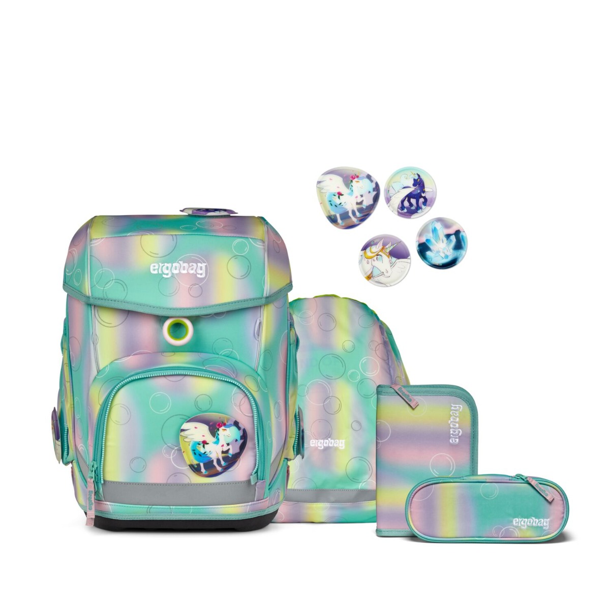 ergobag cubo Schulranzen Set ZauBärwelt 5tlg. - Reflex Glow Edition von ergobag