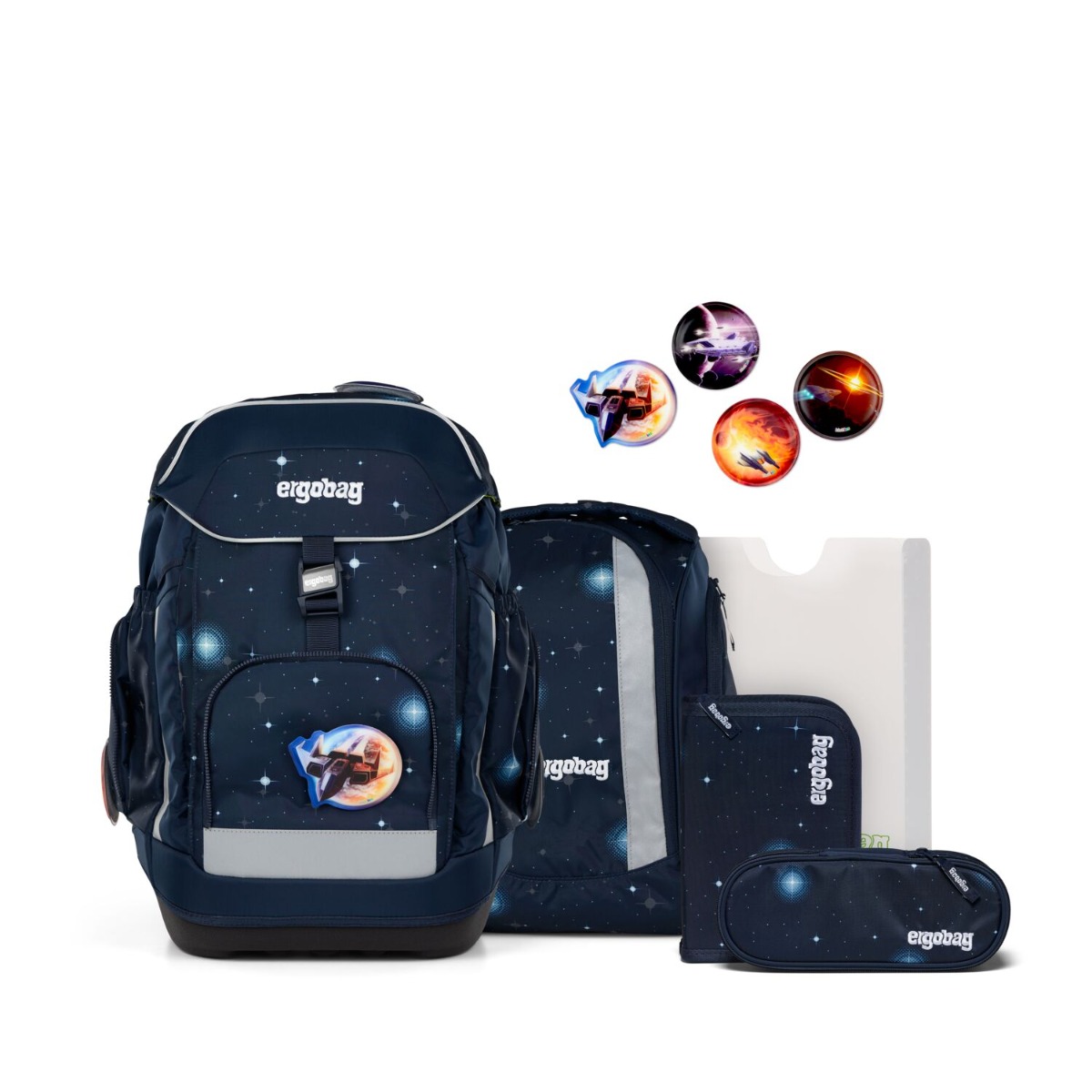 ergobag maxi Schulranzen Set KoBärnikus 6-tlg. - Galaxy Glow Edition von ergobag