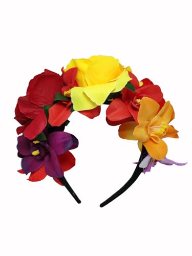 Erioctry Halloween Rose Blume Krone Stirnband Mexikanische Blume Stirnband Party Kostüm Tag der Toten Kopfschmuck Haarschmuck für Cosplay Karneval Party von erioctry