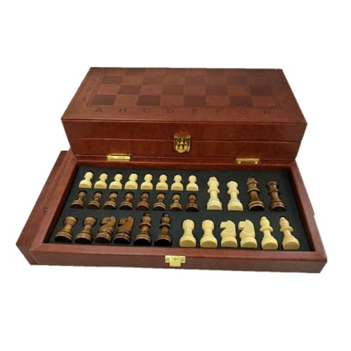 esmen Exquisites Schach-Set, Oberflächen-Leder-Schachbrett-Sets, faltbare Aufbewahrung, Schachbrett-Sets, Schach-Set für Anfänger und Profis von esmen