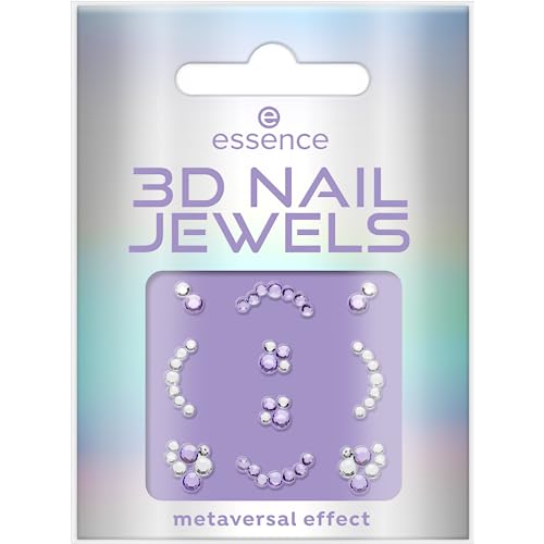 essence 3D NAIL JEWELS, Nagelsticker, Nr. 01, Violett, Expressergebnis, sofortiges Ergebnis, holographisch, glitzernd, Nanopartikel frei, 1er Pack (10pcs) von essence cosmetics