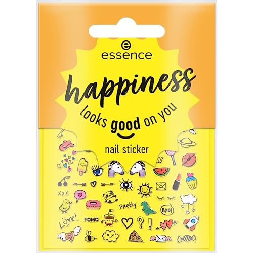 essence happiness looks good on you nail sticker, Nagelsticker, Mehrfarbig, abdeckend, Expressergebnis, Einfach zu entfernen, Nanopartikel frei, 1er Pack (57pcs) von essence cosmetics