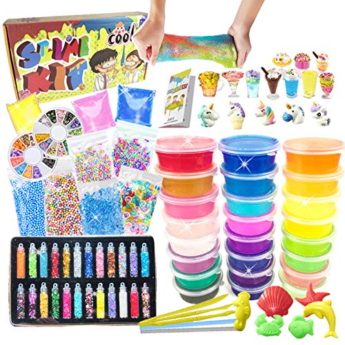 DIY Slime Kit - Schleim Kit with 24 Farben Crystal Clear Slime, Slime Charms, Schleim Set für Kunsthandwerk für Kinder 6-12 Jahren mädchen DIY Slime Kit - Schleim Kit with 24 Farben Crystal Clear Slime, Slime Charms, Schleim Set für Kunsthandwerk für Kinder 6-12 Jahren mädchen von essenson