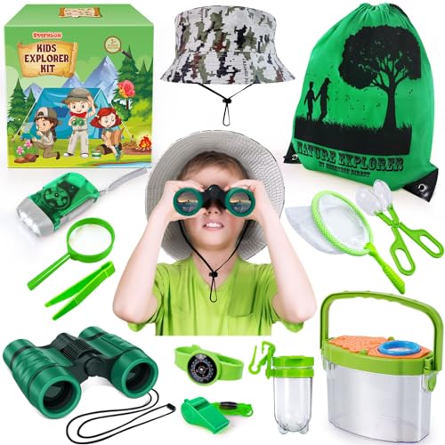 essenson Forscherset für Kinder - Fernglas für Kinder, Entdecker Set Outdoor Spielzeug Kinder für Camping, Naturerkundungen und Abenteuer von essenson