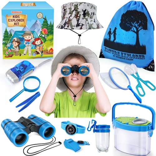 essenson Forscherset für Kinder - Fernglas für Kinder, Entdecker Set Outdoor Spielzeug Kinder für Camping, Naturerkundungen und Abenteuer von essenson