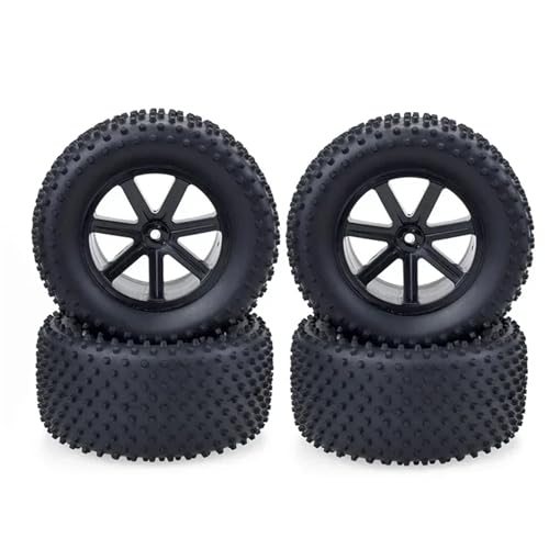 eudaikonrich 4 STÜCKE Desert Truck 110 MM RC Gummischwammreifen Reifenfelgen Räder Reifen 12mm Hub Hex for RC 1/10 Auto HSP Off Road(Zwart) von eudaikonrich