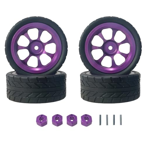 eudaikonrich Gummireifen Metallradreifen Rallyeräder for MJX Hyper Go 14302 14301 1/14 RC Auto Upgrade Teile(Purple) von eudaikonrich