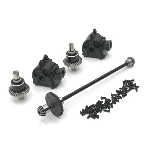 eudaikonrich Upgrade Metall Center Antriebswelle Montage Getriebe Differential Kit for WLtoys 1/14 144010 144001 144002 RC Auto Teile(Zwart) von eudaikonrich