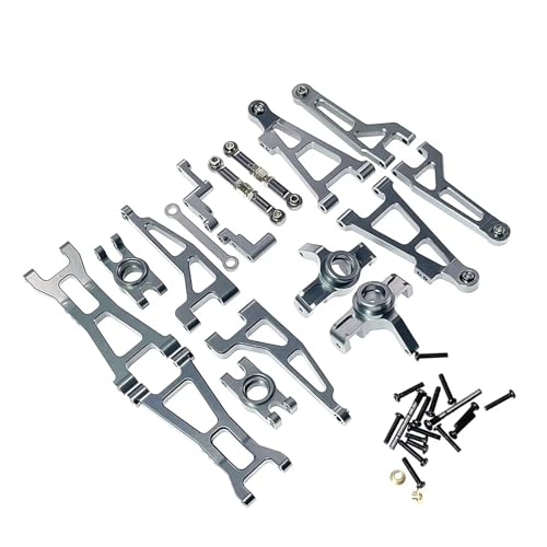 eudaikonrich for MJX Hyper Go 1/16 16207 16208 16209 16210 H16 Metall Front Lower Arme Upgrade Swimg Arm Lenkung Linkage Block Kit hinten Naben(Gray) von eudaikonrich