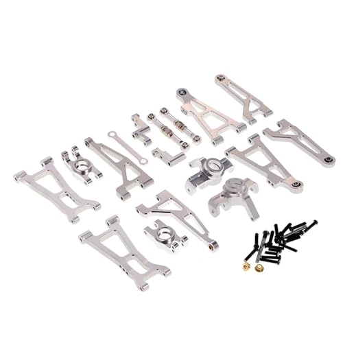 eudaikonrich for MJX Hyper Go 1/16 16207 16208 16209 16210 H16 Metall Front Lower Arme Upgrade Swimg Arm Lenkung Linkage Block Kit hinten Naben(Silver) von eudaikonrich