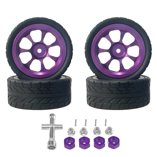 eudaikonrich for MJX Hyper go 1/14 14301 14302 for Wltoys 1/12 1/14 1/18 Metall Rad Hub Upgrade Rad 12mm Adapter M3 Mutter RC Auto Reifen(Purple) von eudaikonrich