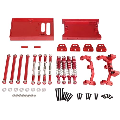 eudaikonrich for MN Modell 1/12 Neu for MN98 MN99s Fernbedienung Auto Metall Upgrade Zubehör Teile Vorderen Und Hinteren Fach Zugstange Set(Rood) von eudaikonrich