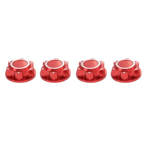 4 Stück Aluminium 24 mm Sechskant-Radmuttern Radnabenabdeckung staubdicht rutschfest for ARR-ma 1/5 for KRA-TON 8S for Out-CAST 8S RC-Auto, Rot von eumenghe