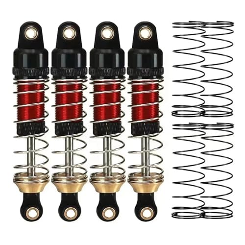 4PCS RC Stoßdämpfer Aluminium Vorne und Hinten Stoßdämpfer for Tra-xxas 1/18 4WD for TRX4M Upgrade Ersatzteile(Rood) von eumenghe