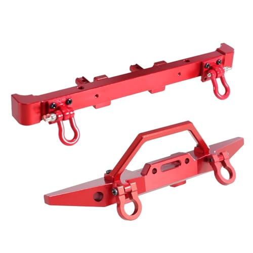 Geeignet for die Aufrüstung von Teilen und Zubehör des MN1/12 MN128 Wrangler RC-Autos, einschließlich vorderer und hinterer Stoßstangen und Stoßstangen aus Metall(Rood) von eumenghe