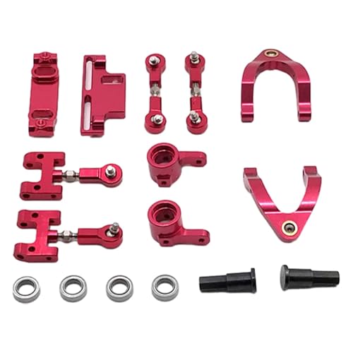 eumenghe 10-teiliges Lenknabenträger-Lenkungsblock-Knuckles-Set aus Aluminiumlegierung for WPL D12 1/10 RC Car Upgrade Teil(Rood) von eumenghe