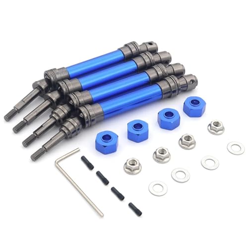 eumenghe 4-teilige Metall-Antriebswelle vorne und hinten CVD for 1/10 for Tra-xxas for SLA-sh for Stam-pede for Hoss VXL 4X4 RC-Auto-Upgrade-Teile, Blau von eumenghe