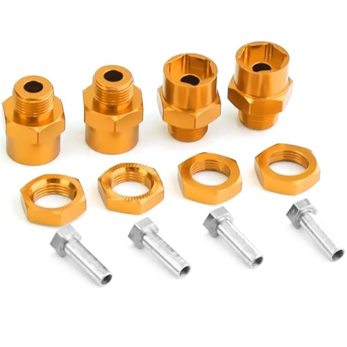 eumenghe 4PCS Metall-Sechskantadapter 12mm bis 17mm Rad-Sechskantnaben Adapterverlängerung Konvertierungsmuttern for 1/10 RC-Auto,Gelb von eumenghe