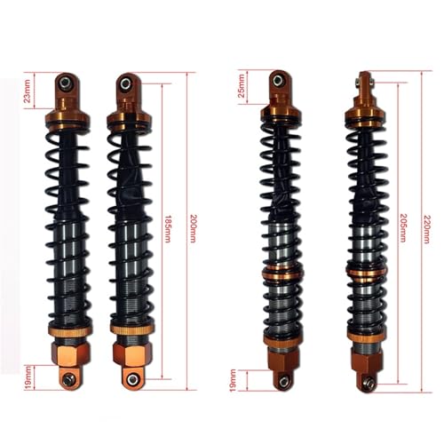 eumenghe Legierung CNC 6MM Vorne Hinten Stoßdämpfer Set Fit for 1/5für HPI for ROF-UN for BAHA for ROVAN KM for Baja 5B 5T 5SC Rc Auto Spielzeug Spiele Teile(Front Rear OrangeRed) von eumenghe