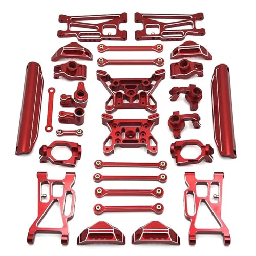 eumenghe for MJX 10208 Metall Vorne Hinten Schaukel Arm Lenkung Tasse Hub Carrier Link Stange Schock Turm Set 1/10 RC Auto Upgrade Teile Zubehör(Rood) von eumenghe