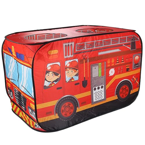 Auf Zelt für Kinder, faltbares Oxford -Stoff -Feuerwehrwagen Zelt mit 3 Öffnungen, 44x26x30 Zoll großes Spielzelt, Spielartikel, Spielgegenstände von eurNhrN