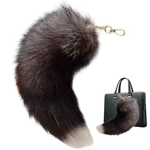 Kostüme Faux Therian Tail, 15-15,8 Zoll Fox Tail Keychain, Mode flauschiger pelziger Schwanz, wunderschönes Kunstspielzeug für Handtaschen-Rucksackstil 2, wunderschönes Kunstspielzeug für Handtaschen von eurNhrN