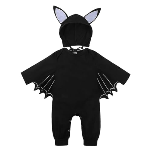 eurNhrN 2pcs Baby Halloween Outfit Batwing Sleeve Cosplay-Kostüm mit Hut für 12-18m Baby Black Fleece Leggings von eurNhrN