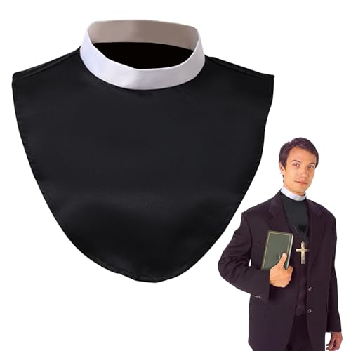 eurNhrN Abnehmbarer Kragen, 15x11 Zoll weiches bequemes Priesterkragen, Unisex -Geistliche Clerical Collar, Waschmaschine Dickey Collar, Black Games Artikeln von eurNhrN