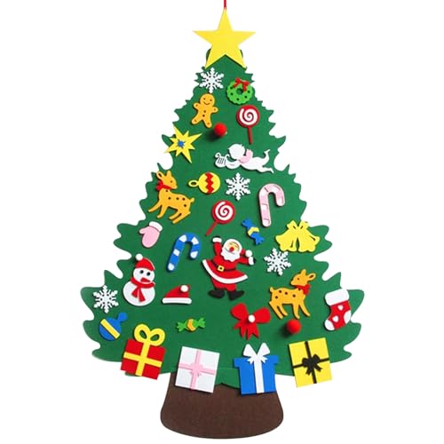 eurNhrN Filz Weihnachtsbaum für Kleinkinder Weihnachtsbaum mit 31pcs abnehmbare Weihnachtsschmuck Kinder Wanddekoration Typ 1 Spiele Gegenstände von eurNhrN